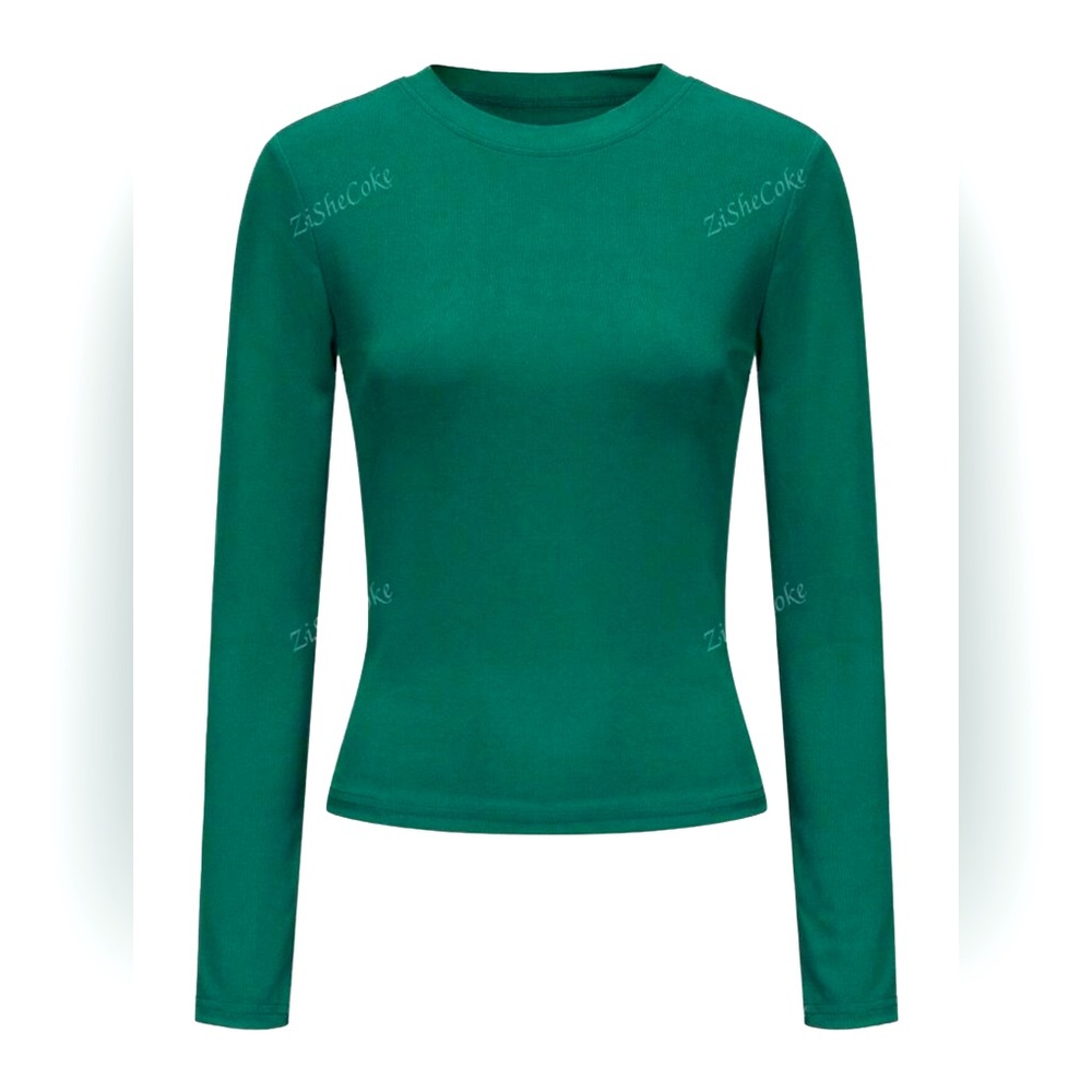 Slim Fit Long Sleeve Top Green NWOT